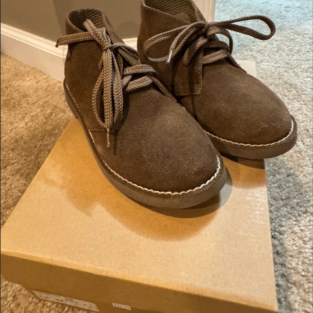 CREWCUTS Boys Genuine Leather Suede Brown Lace Up Calvert Boots - Size 2